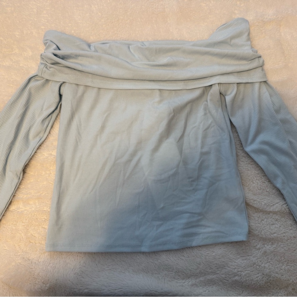 Stylish Off-Shoulder Light Blue Crop Top